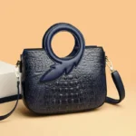 Round handle croc embossed tote bag - Image 11