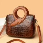 Round handle croc embossed tote bag - Image 13