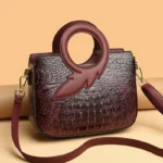 Round handle croc embossed tote bag - Image 15