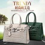 Vintage classic crocodile embossed shopping tote - Image 4