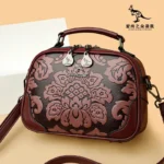 Vintage Flower Curved Round Designer Bag - Image 14