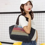 Vintage stylish canvas shoulder bag - Image 4