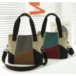 Wide strap splicing canvas shoulder bag - Image 13