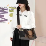 Wide strap splicing canvas shoulder bag - Image 20