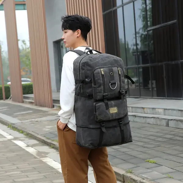 Large capacity canvas vintage multifuctional backpack - Image 2