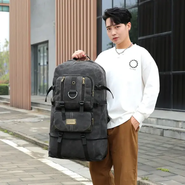 Large capacity canvas vintage multifuctional backpack - Image 3