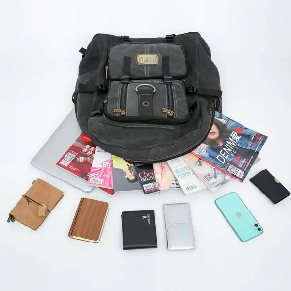 Large capacity canvas vintage multifuctional backpack - Image 14