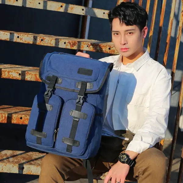 Large capacity canvas backpack - Image 4