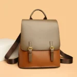 Stylish solid color women leather backpack - Image 4