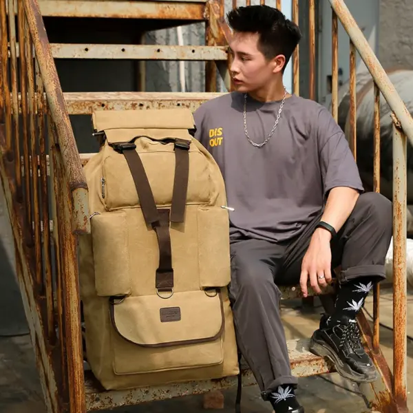 Super large capacity outdoor hiking canvas bag - Image 13