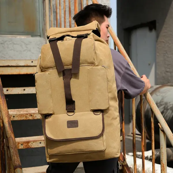 Super large capacity outdoor hiking canvas bag - Image 14