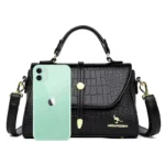 Croc curve satchel square handbag - Image 2