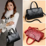 Flower embossed vintage shoulder tote bag - Image 2