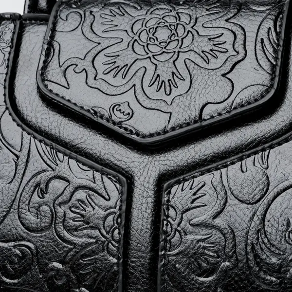 Flower embossed vintage shoulder tote bag - Image 8