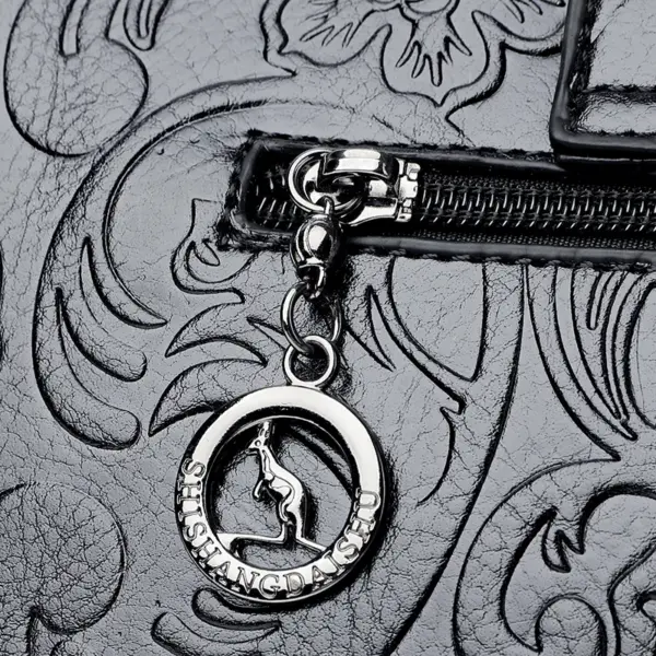 Flower embossed vintage shoulder tote bag - Image 10