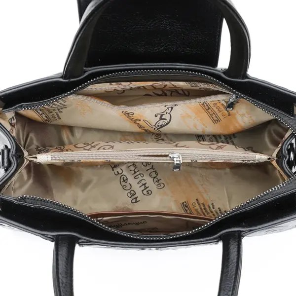 Flower embossed vintage shoulder tote bag - Image 3