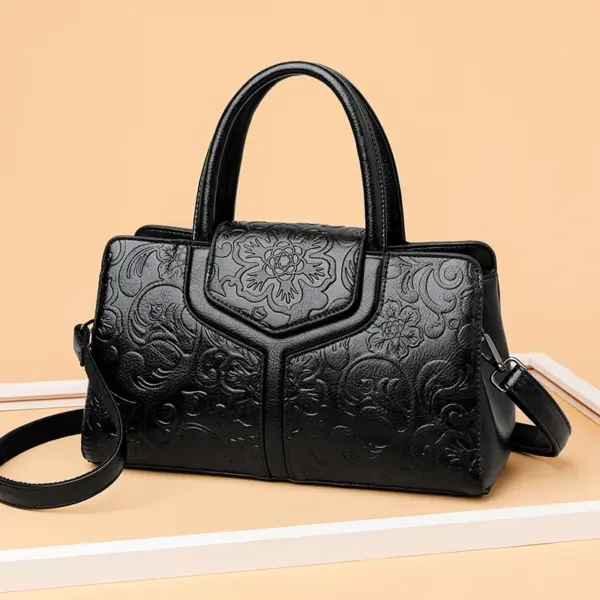 Flower embossed vintage shoulder tote bag - Image 12