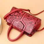 Flower embossed vintage shoulder tote bag - Image 14