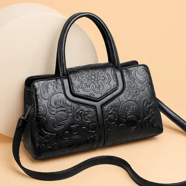 Flower embossed vintage shoulder tote bag - Image 15