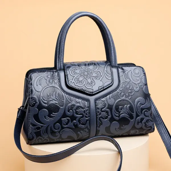 Flower embossed vintage shoulder tote bag - Image 16