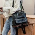High quality vintage zipper closure leather backpack - Image 6