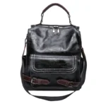 High quality vintage zipper closure leather backpack