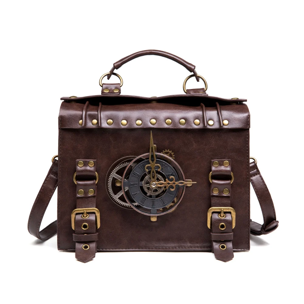 Punk industrial retro style women's satchel shoulder bag