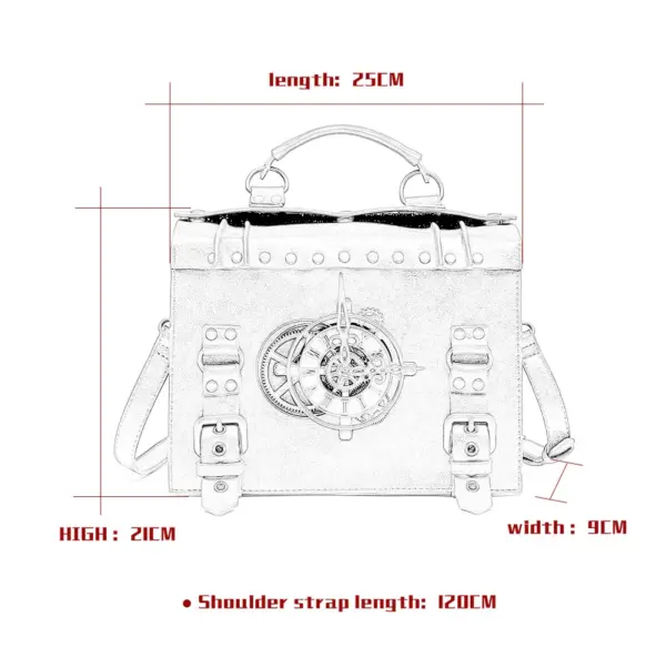 Punk industrial retro style women's satchel shoulder bag - Image 2