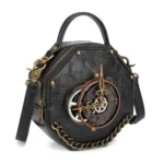 Retro punk industrial style round pattern shoulder sling bag - Image 10