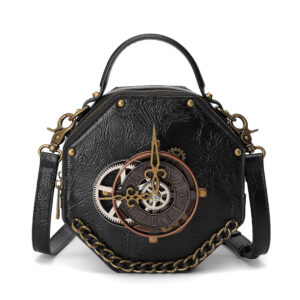 Retro punk industrial style round pattern shoulder sling bag