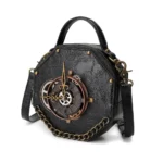 Retro punk industrial style round pattern shoulder sling bag - Image 7