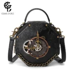 Retro punk industrial style round pattern shoulder sling bag - Image 8