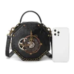 Retro punk industrial style round pattern shoulder sling bag - Image 9
