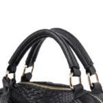 Snakeskin genuine leather top handle satchel shoulder bag - Image 4