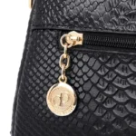 Snakeskin genuine leather top handle satchel shoulder bag - Image 7