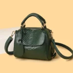 Snakeskin genuine leather top handle satchel shoulder bag - Image 10