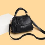 Snakeskin genuine leather top handle satchel shoulder bag - Image 11