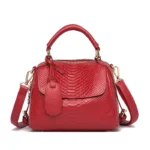 Snakeskin genuine leather top handle satchel shoulder bag
