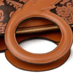Vintage flower embossed pattern round handle tote bag - Image 7