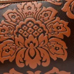Vintage flower embossed pattern round handle tote bag - Image 9