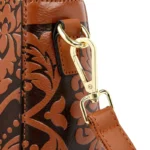 Vintage flower embossed pattern round handle tote bag - Image 10