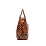 Vintage flower embossed pattern round handle tote bag - Image 3