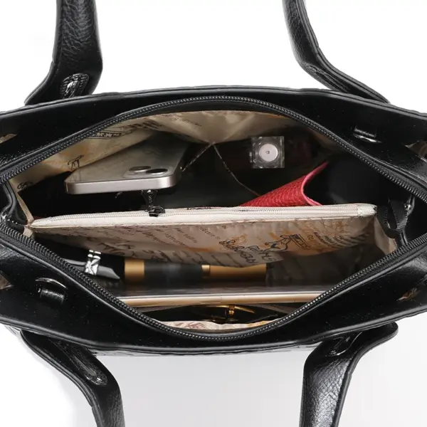 Vintage luxury flower embossed designer tote - Image 3