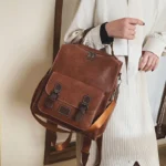 Vintage top handle leather backpack - Image 5