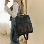 Vintage top handle leather backpack - Image 7