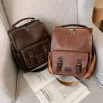 Vintage top handle leather backpack - Image 8