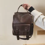 Vintage top handle leather backpack - Image 3