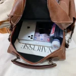 Vintage top handle leather backpack - Image 11