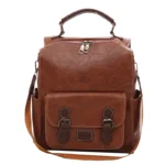 Vintage top handle leather backpack