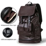 Independent shoe layer design multifunctional leather backpack